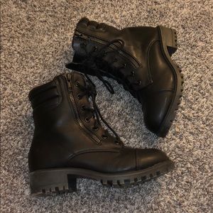 Girls Black Combat Boots